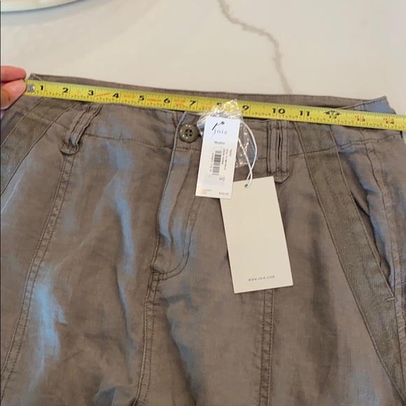 Joie Telutci Cropped Linen Cargo Pants army green - Picture 7 of 8